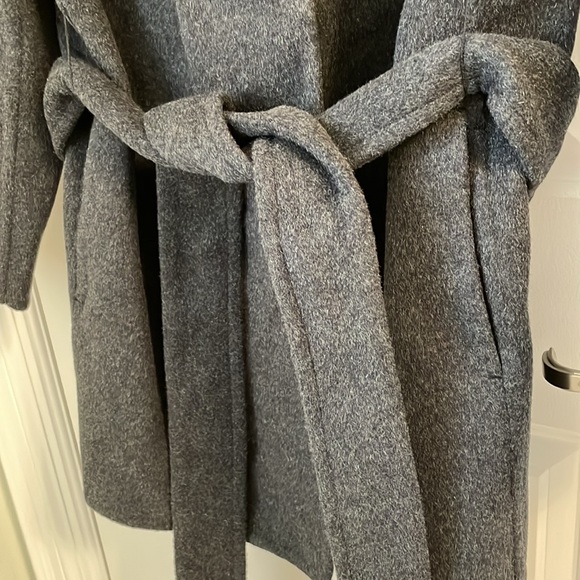 NWT Vince Wool-Blend Tie-Front Hooded Coat - Picture 4 of 8